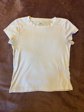 Madewell Slim Ribbed Short Sleeve Tee in white Medium